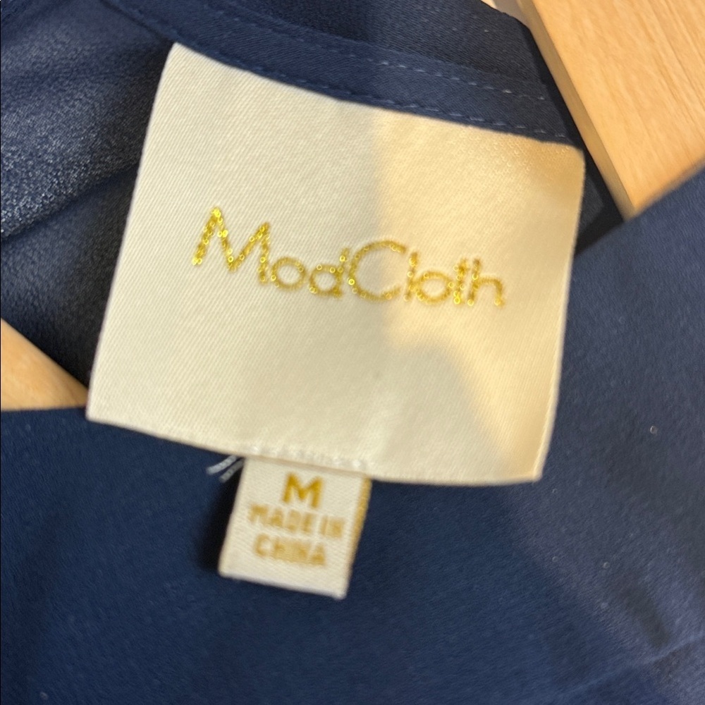 Modcloth Midnight Blue Pleated Midi Dress Size Medium - Picture 4 of 7